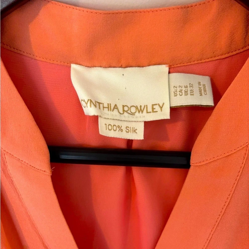 Cynthia Rowley Peach Silk Sleeveless V-Neck Mini Dress- Size 2 - Picture 7 of 8